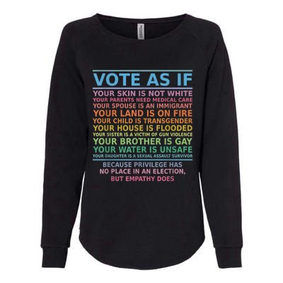 Vote As If Your Skin Is Not White Human's Rights Apparel Womens California Wash Sweatshirt