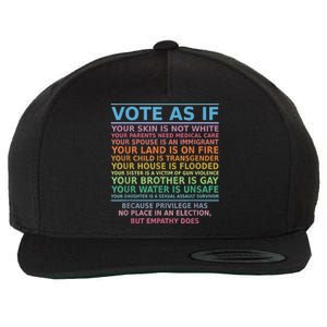 Vote As If Your Skin Is Not White Human's Rights Apparel Wool Snapback Cap