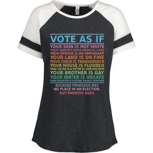 Vote As If Your Skin Is Not White Human's Rights Apparel Enza Ladies Jersey Colorblock Tee