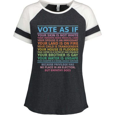 Vote As If Your Skin Is Not White Human's Rights Apparel Enza Ladies Jersey Colorblock Tee