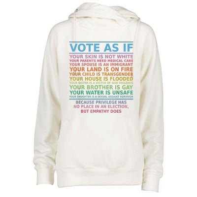 Vote As If Your Skin Is Not White Human's Rights Apparel Womens Funnel Neck Pullover Hood