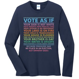 Vote As If Your Skin Is Not White Human's Rights Apparel Ladies Long Sleeve Shirt