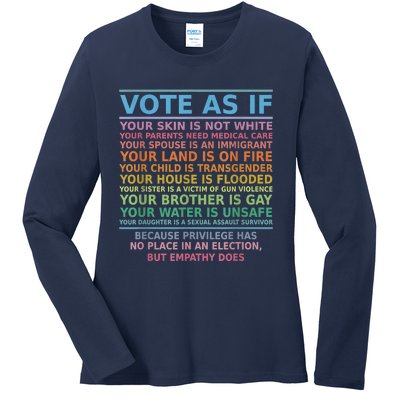 Vote As If Your Skin Is Not White Human's Rights Apparel Ladies Long Sleeve Shirt