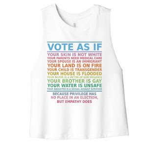 Vote As If Your Skin Is Not White Human's Rights Apparel Women's Racerback Cropped Tank