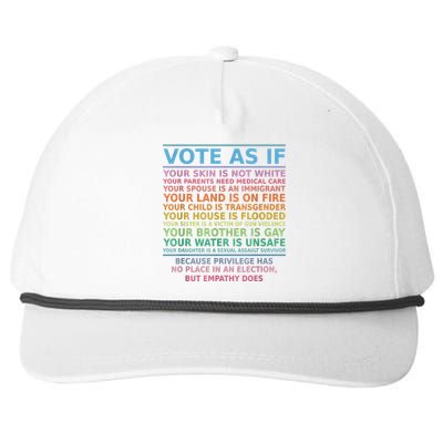 Vote As If Your Skin Is Not White Human's Rights Apparel Snapback Five-Panel Rope Hat