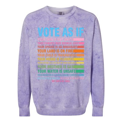 Vote As If Your Skin Is Not White HumanS Rights Colorblast Crewneck Sweatshirt