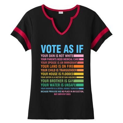 Vote As If Your Skin Is Not White HumanS Rights Ladies Halftime Notch Neck Tee