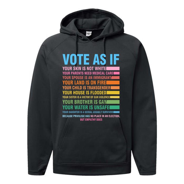 Vote As If Your Skin Is Not White HumanS Rights Performance Fleece Hoodie