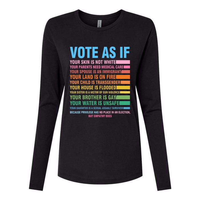 Vote As If Your Skin Is Not White HumanS Rights Womens Cotton Relaxed Long Sleeve T-Shirt