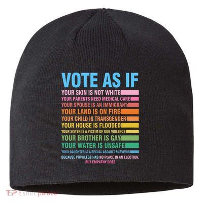 Vote As If Your Skin Is Not White HumanS Rights Sustainable Beanie
