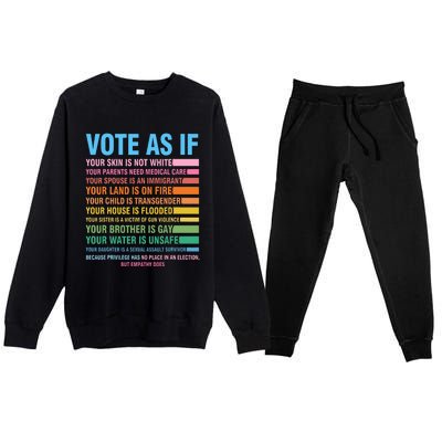 Vote As If Your Skin Is Not White HumanS Rights Premium Crewneck Sweatsuit Set