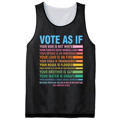 Vote As If Your Skin Is Not White HumanS Rights Mesh Reversible Basketball Jersey Tank