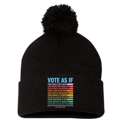 Vote As If Your Skin Is Not White HumanS Rights Pom Pom 12in Knit Beanie