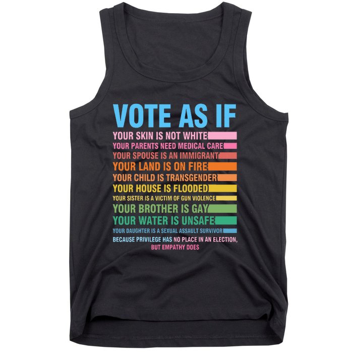 Vote As If Your Skin Is Not White HumanS Rights Tank Top