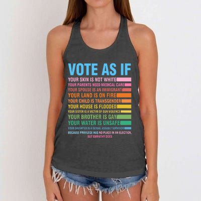 Vote As If Your Skin Is Not White HumanS Rights Women's Knotted Racerback Tank