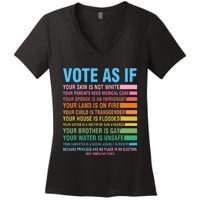 Vote As If Your Skin Is Not White HumanS Rights Women's V-Neck T-Shirt