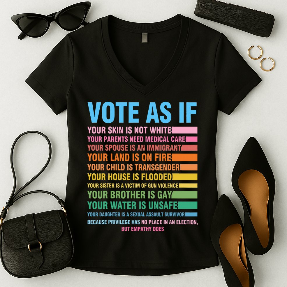 Vote As If Your Skin Is Not White HumanS Rights Women's V-Neck T-Shirt