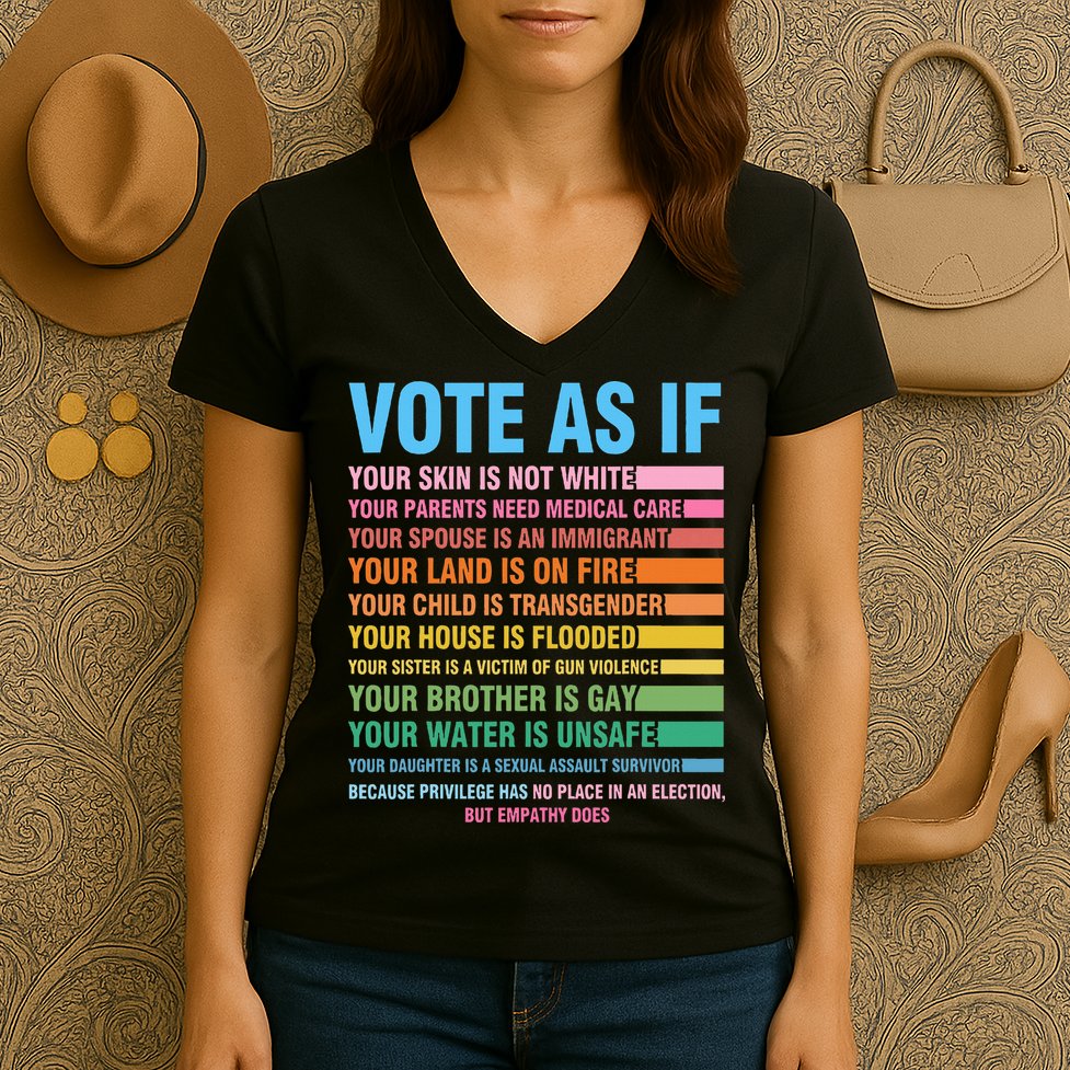 Vote As If Your Skin Is Not White HumanS Rights Women's V-Neck T-Shirt