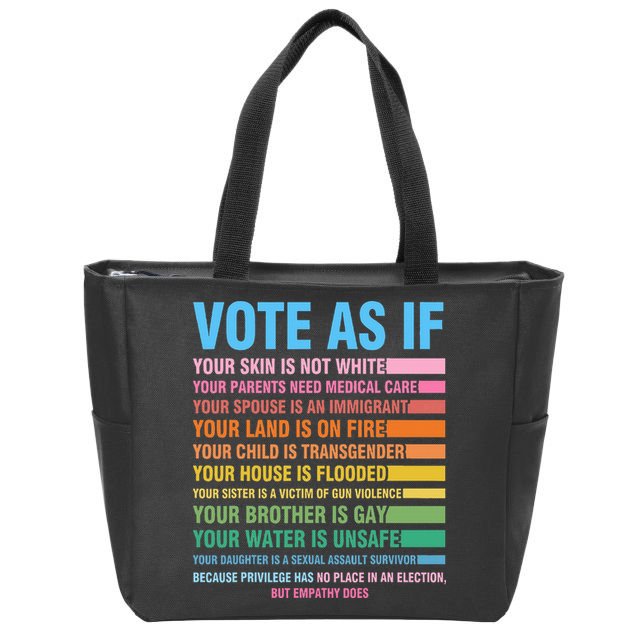 Vote As If Your Skin Is Not White HumanS Rights Zip Tote Bag