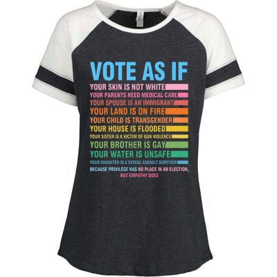 Vote As If Your Skin Is Not White HumanS Rights Enza Ladies Jersey Colorblock Tee