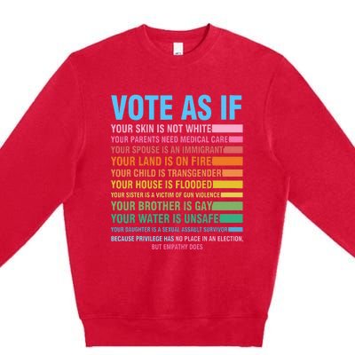 Vote As If Your Skin Is Not White HumanS Rights Premium Crewneck Sweatshirt