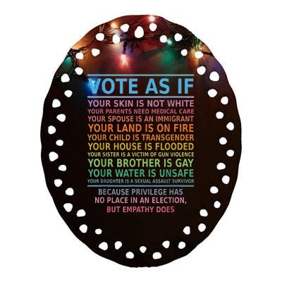 Vote As If Your Skin Is Not White HumanS Rights Ceramic Oval Ornament