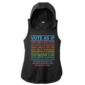 Vote As If Your Skin Is Not White HumanS Rights Apparel Ladies PosiCharge Tri-Blend Wicking Draft Hoodie Tank