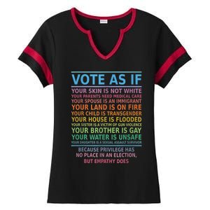 Vote As If Your Skin Is Not White HumanS Rights Apparel Ladies Halftime Notch Neck Tee