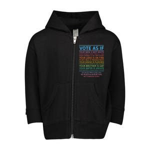 Vote As If Your Skin Is Not White HumanS Rights Apparel Toddler Zip Fleece Hoodie