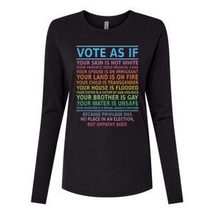 Vote As If Your Skin Is Not White HumanS Rights Apparel Womens Cotton Relaxed Long Sleeve T-Shirt