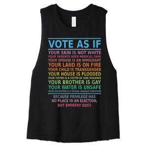 Vote As If Your Skin Is Not White HumanS Rights Apparel Women's Racerback Cropped Tank