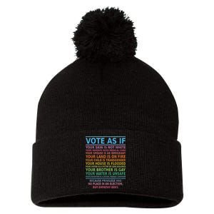 Vote As If Your Skin Is Not White HumanS Rights Apparel Pom Pom 12in Knit Beanie