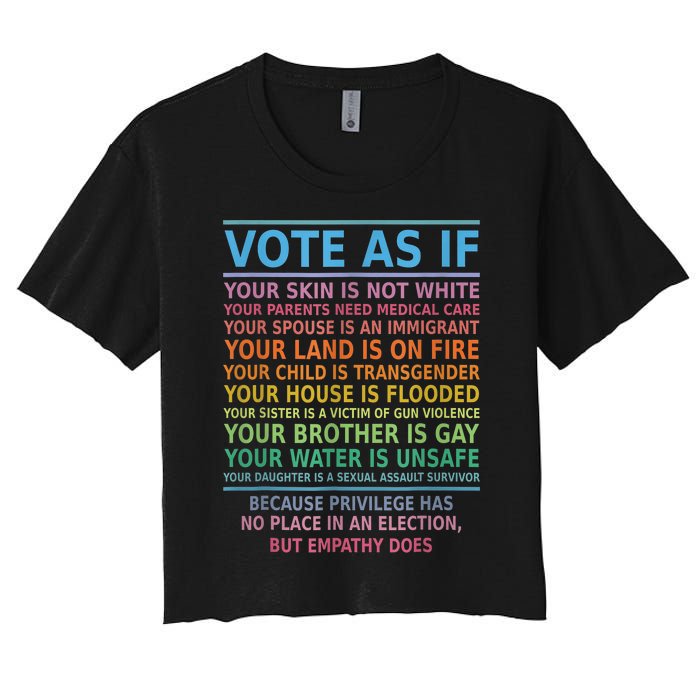 Vote As If Your Skin Is Not White HumanS Rights Apparel Women's Crop Top Tee