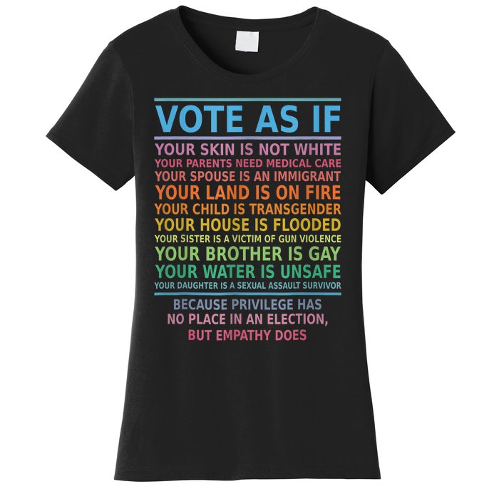 Vote As If Your Skin Is Not White HumanS Rights Apparel Women's T-Shirt