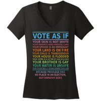 Vote As If Your Skin Is Not White HumanS Rights Apparel Women's V-Neck T-Shirt