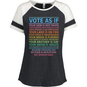 Vote As If Your Skin Is Not White HumanS Rights Apparel Enza Ladies Jersey Colorblock Tee