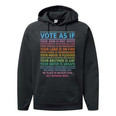 Vote As If Your Skin Is Not White HumanS Rights Apparel Performance Fleece Hoodie