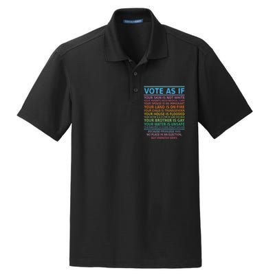 Vote As If Your Skin Is Not White HumanS Rights Apparel Dry Zone Grid Polo