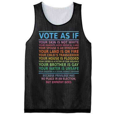 Vote As If Your Skin Is Not White HumanS Rights Apparel Mesh Reversible Basketball Jersey Tank