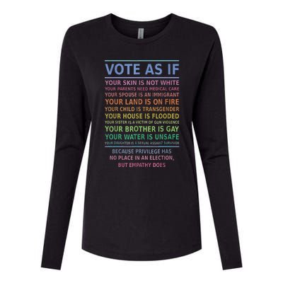 Vote As If Your Skin Is Not White HumanS Rights Apparel Gift Womens Cotton Relaxed Long Sleeve T-Shirt