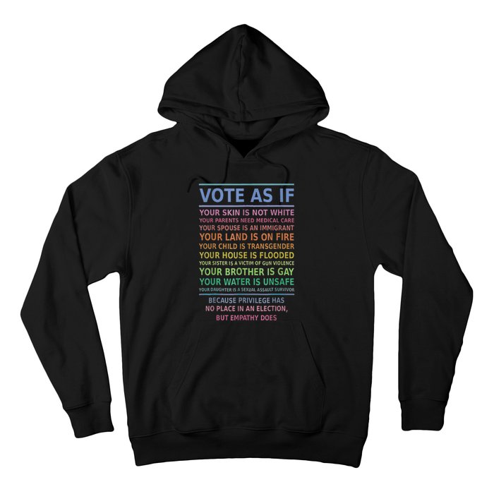 Vote As If Your Skin Is Not White HumanS Rights Apparel Gift Hoodie