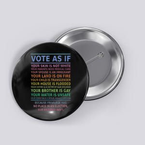 Vote As If Your Skin Is Not White HumanS Rights Apparel Gift Button