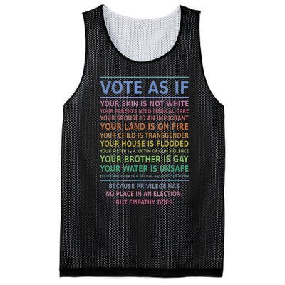 Vote As If Your Skin Is Not White HumanS Rights Apparel Gift Mesh Reversible Basketball Jersey Tank