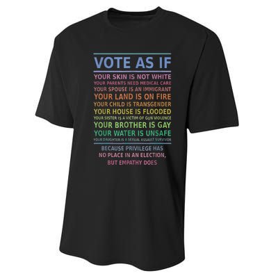 Vote As If Your Skin Is Not White HumanS Rights Apparel Gift Performance Sprint T-Shirt