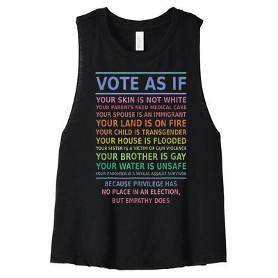 Vote As If Your Skin Is Not White HumanS Rights Apparel Gift Women's Racerback Cropped Tank