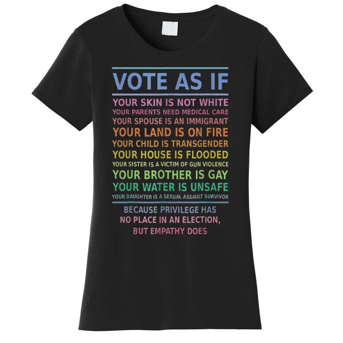 Vote As If Your Skin Is Not White HumanS Rights Apparel Gift Women's T-Shirt