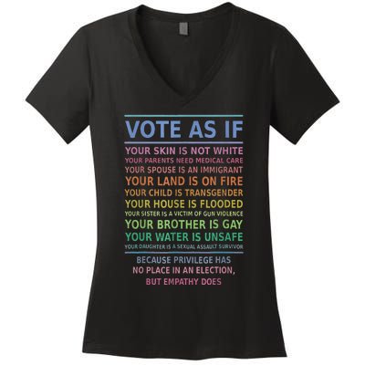 Vote As If Your Skin Is Not White HumanS Rights Apparel Gift Women's V-Neck T-Shirt