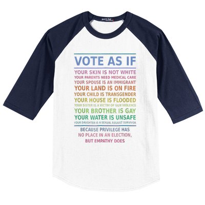 Vote As If Your Skin Is Not White HumanS Rights Apparel Gift Baseball Sleeve Shirt