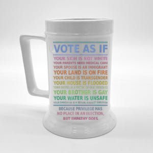 Vote As If Your Skin Is Not White HumanS Rights Apparel Gift Beer Stein