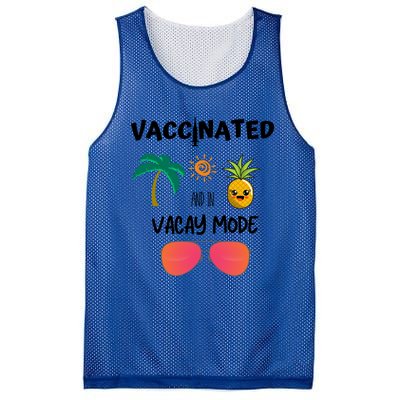 Vaccinated And In Vacay Mode Cute Gift Mesh Reversible Basketball Jersey Tank